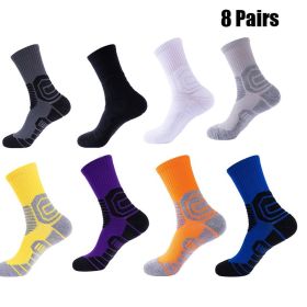 8 Pairs Men Compression Running Socks  Crew Athletic Hiking  Anti Blister Cushioned Anti-odor And Breathable For Running Hiking Cycling Fitness (Option: Men)