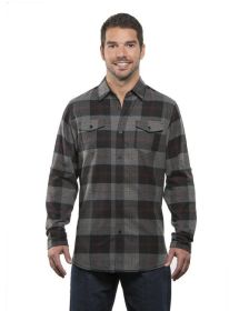 Burnside B8210 Men's Plaid Flannel Shirt (Color: BLACK/ STEEL, size: 2XL)