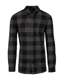 Burnside B8210 Men's Plaid Flannel Shirt (Color: CHARCOAL/ BLACK, size: L)
