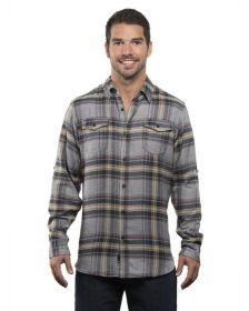 Burnside B8210 Men's Plaid Flannel Shirt (Color: LIGHT GREY, size: L)