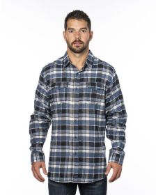 Burnside B8210 Men's Plaid Flannel Shirt (Color: Blue, size: M)