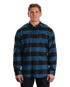 Burnside B8210 Men's Plaid Flannel Shirt (Color: BLUE/ BLACK, size: S)