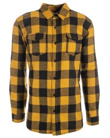 Burnside B8210 Men's Plaid Flannel Shirt (Color: GOLD/ BLACK, size: L)