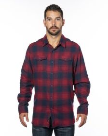 Burnside B8210 Men's Plaid Flannel Shirt (Color: CRIMSON/ NAVY, size: L)