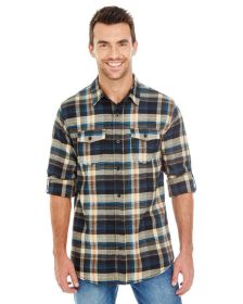 Burnside B8210 Men's Plaid Flannel Shirt (Color: DARK KHAKI, size: S)