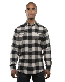 Burnside B8210 Men's Plaid Flannel Shirt (Color: ECRU/ BLACK, size: 2XL)