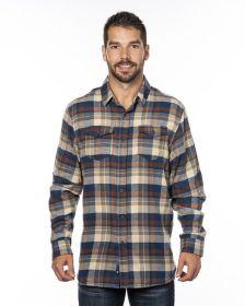 Burnside B8210 Men's Plaid Flannel Shirt (Color: Brown, size: 3XL)