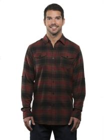 Burnside B8210 Men's Plaid Flannel Shirt (Color: CRIMSON, size: S)