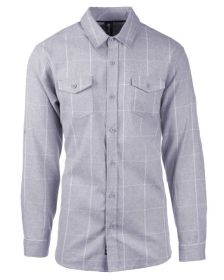 Burnside B8210 Men's Plaid Flannel Shirt (Color: GREY/ WHITE, size: 3XL)