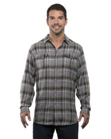 Burnside B8210 Men's Plaid Flannel Shirt (Color: GREY/ OLIVE, size: L)