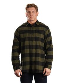 Burnside B8210 Men's Plaid Flannel Shirt (Color: ARMY/ BLACK, size: L)
