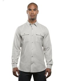 Burnside BU8200 Men's Solid Flannel Shirt (Color: STONE, size: L)