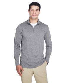 UltraClub 8618 Men's Cool & Dry Heathered Performance Quarter-Zip (Color: CHARCOAL HEATHER, size: 4XL)