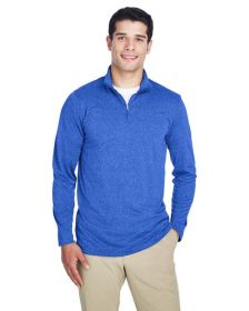 UltraClub 8618 Men's Cool & Dry Heathered Performance Quarter-Zip (Color: ROYAL HEATHER, size: S)