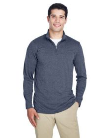 UltraClub 8618 Men's Cool & Dry Heathered Performance Quarter-Zip (Color: NAVY HEATHER, size: 4XL)
