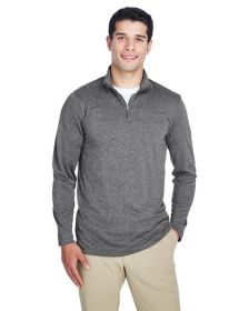 UltraClub 8618 Men's Cool & Dry Heathered Performance Quarter-Zip (Color: BLACK HEATHER, size: 2XL)