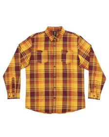 Burnside B8220 Men's Perfect Flannel Work Shirt (Color: CARDINAL/ GOLD, size: L)