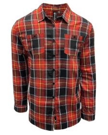 Burnside B8220 Men's Perfect Flannel Work Shirt (Color: FIRE RED/ BLACK, size: S)